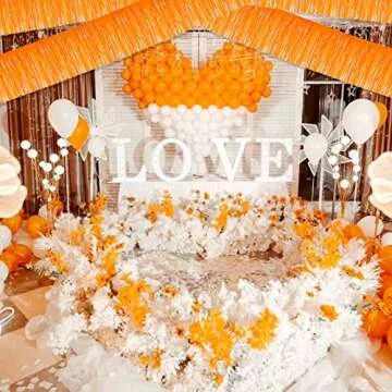 6 Pack 10 Feet Foil Fringe Garland Metallic Tinsel Streamers Banner Wall Hanging Backdrop Banner for Parade Floats, Valentine's Day, Wedding, Birthday, Mardi Gras Party Decorations(Macaron Orange)