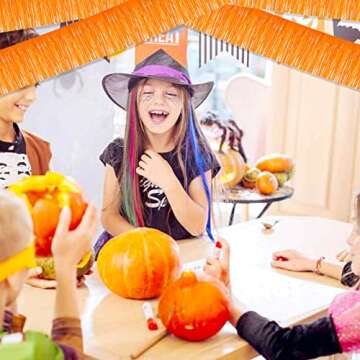 6 Pack 10 Feet Foil Fringe Garland Metallic Tinsel Streamers Banner Wall Hanging Backdrop Banner for Parade Floats, Valentine's Day, Wedding, Birthday, Mardi Gras Party Decorations(Macaron Orange)