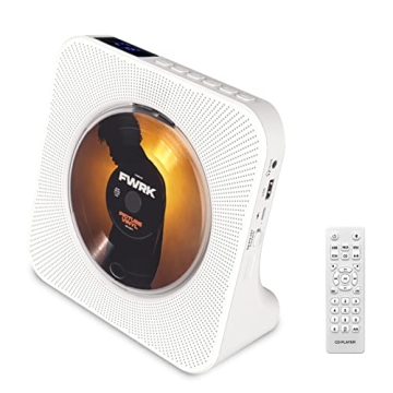 White Portable HiFi Vertical CD Player with Bluetooth & Remote