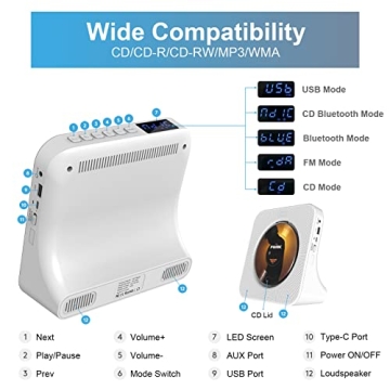 Portable HiFi CD Player with Bluetooth and Remote Control