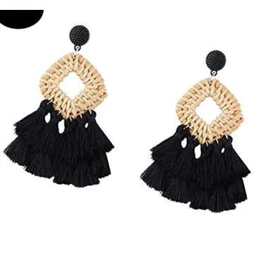 Bohemia Tassel Earrings Handmade Statement Dangle Jewelry