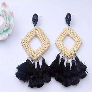 Bohemia Tassel Earrings Handmade Statement Dangle Jewelry