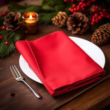 COTTON CRAFT Christmas Red Napkins -12 Pack 100% Cotton Dinner Napkins - All Year Xmas Fall Thanksgi...
