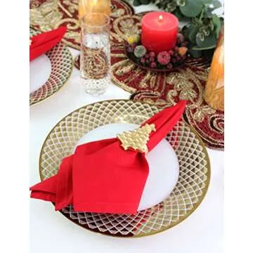 COTTON CRAFT Christmas Red Napkins -12 Pack 100% Cotton Dinner Napkins - All Year Xmas Fall Thanksgiving Celebration Party Gift Holiday Table Napkin - Soft Washable Reusable Cloth Napkin -18x18