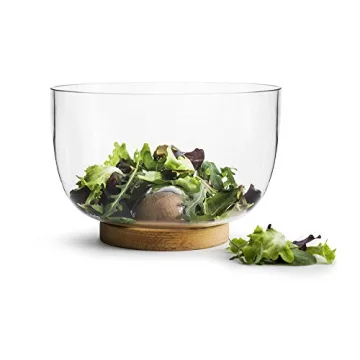 Sagaform Oval Glass Salad Bowl with Oak Trivet