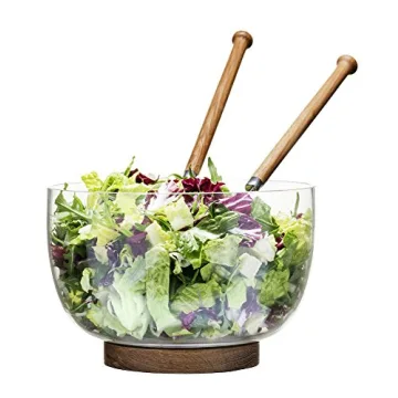 Sagaform Oval Glass Salad Bowl with Oak Trivet
