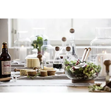 Sagaform Oval Glass Salad Bowl with Oak Trivet