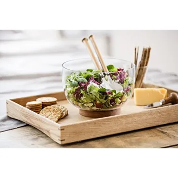 Sagaform Oval Glass Salad Bowl with Oak Trivet