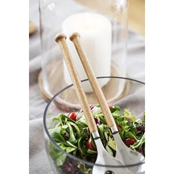 Sagaform Oval Glass Salad Bowl with Oak Trivet