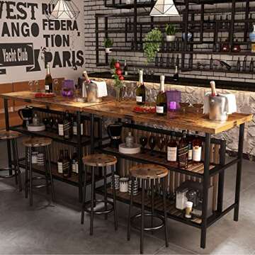 Recaceik Kitchen Island with Seating, 47.2 Inches Kitchen Island with 2 Barstool, Industrial Counter...