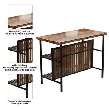 Recaceik Kitchen Island with Seating, 47.2 Inches Kitchen Island with 2 Barstool, Industrial Counter Height Table with Storage, Wooden Dining Table Set of 2 for Dining Room, Bar, Easy to Assemble