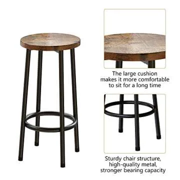 Recaceik Kitchen Island with Seating, 47.2 Inches Kitchen Island with 2 Barstool, Industrial Counter Height Table with Storage, Wooden Dining Table Set of 2 for Dining Room, Bar, Easy to Assemble