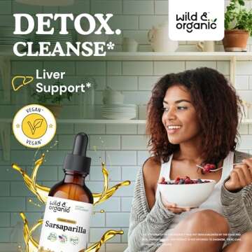 Wild & Organic Sarsaparilla Root Drops - Detox Cleanse Drops - Sarsaparilla Powder Based Tincture - Vegan, Sugar & Alcohol-Free Liquid Supplement - 2 fl oz