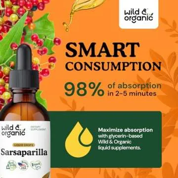 Wild & Organic Sarsaparilla Root Drops - Detox Cleanse Drops - Sarsaparilla Powder Based Tincture - Vegan, Sugar & Alcohol-Free Liquid Supplement - 2 fl oz