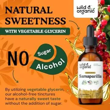 Wild & Organic Sarsaparilla Root Drops - Detox Cleanse Drops - Sarsaparilla Powder Based Tincture - Vegan, Sugar & Alcohol-Free Liquid Supplement - 2 fl oz