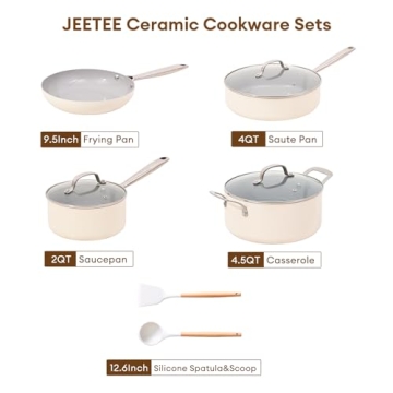 JEETEE Ceramic Kitchen Cookware Set Nonstick 7 PCS