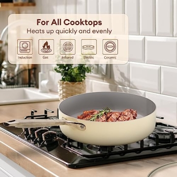 JEETEE Ceramic Kitchen Cookware Set Nonstick 7 PCS