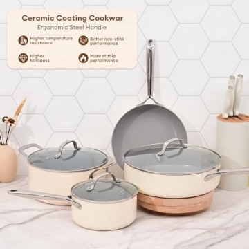 JEETEE Ceramic Kitchen Cookware Set Nonstick 7 PCS