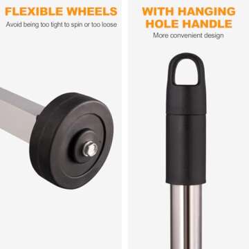 Toolwiz Magnetic Pick Up Sweeper 17-inch Heavy Duty Magnet Pickup Lawn Sweeper Roofing Tools, 8.8 Lbs Yard Tools with Telescoping Holder and Wheels to Clean Nails Adjustable Handle for Construction