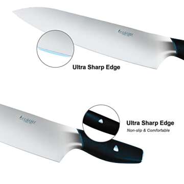 Allezola Professional Chef’s Knife, 8 Inch German High Carbon Stainless Steel Cooking Knife