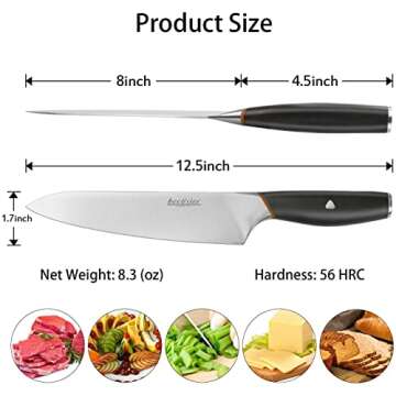 Allezola 8-Inch Chef Knife - Professional Quality Cooking Tool