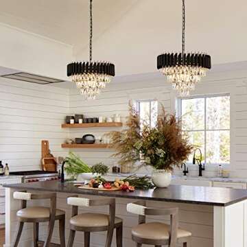 AXILIXI Modern Crystal Chandelier 20" Crystal Ceiling Pendant Light 4 Tiers Raindrop Flush Mount Cha...