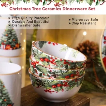 16 Pcs Christmas Dinnerware Set for Festive Celebrations