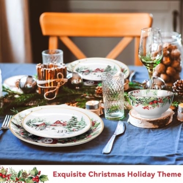 16 Pcs Christmas Dinnerware Set for Festive Celebrations