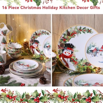 16 Pcs Christmas Dinnerware Set for Festive Celebrations