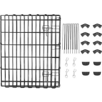 Amazon Basics Foldable Metal Octagonal, Square, Rectangle Exercise Pet Playpen for Dogs, Indoor/Outdoor Portable, Single Door, Small, 60 x 60 x 30 inches, Black