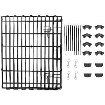 Amazon Basics Foldable Metal Octagonal, Square, Rectangle Exercise Pet Playpen for Dogs, Indoor/Outdoor Portable, Single Door, Small, 60 x 60 x 30 inches, Black