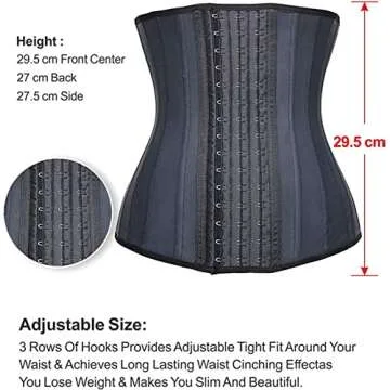 YIANNA Waist Trainer for Women Tummy Control Underbust 25 Steel Boned Sports Fitness Workout Hourglass Body Shaper, (Black, S)