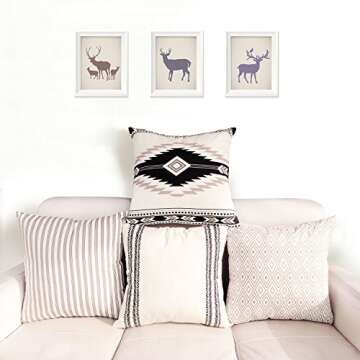 Yastouay Modern Pillow Covers Boho Pillow Covers Decorative Throw Pillow Case Set Home Decor Cushion Cover for Sofa Couch Bed and Car 4 Packs (Simple Strings, 18"x 18")