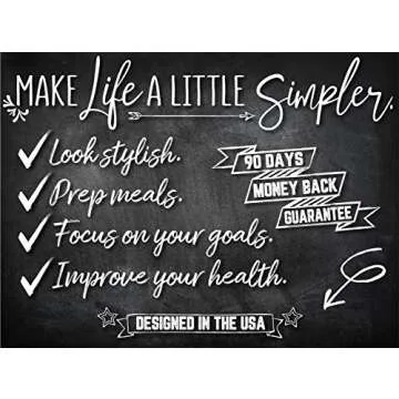Chart and Soul Magnetic Meal Planning Calendar and Grocery List Chalkboard - Large 16" x 12" Erasable Decal for Home, Kitchen, Dorm, and Office - Removable Weekly Prep Menu