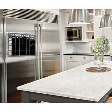 Chart and Soul Magnetic Meal Planning Calendar and Grocery List Chalkboard - Large 16" x 12" Erasable Decal for Home, Kitchen, Dorm, and Office - Removable Weekly Prep Menu