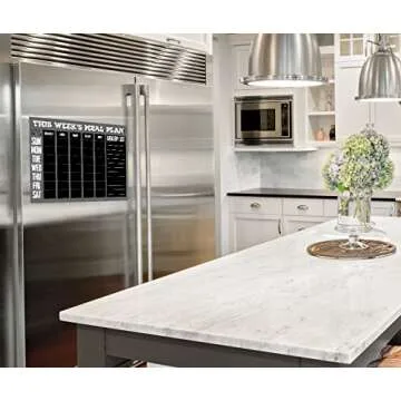 Chart and Soul Magnetic Meal Planning Calendar and Grocery List Chalkboard - Large 16" x 12" Erasable Decal for Home, Kitchen, Dorm, and Office - Removable Weekly Prep Menu