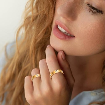 Elegant MPRAINBOW Gold Rings for Women - 18K Gold Plated Jewelry