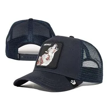 Goorin Bros. Mens Animal Farm Snap Back Trucker Hat Baseball Cap, Navy Wolf, One Size US