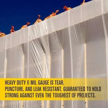 Aluf Plastics Heavy Duty Plastic Sheeting - 10' x 100', 6 MIL Clear Vapor Barrier