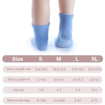 JAKIDAR Non Slip Baby Toddler Socks 12 Pack for Ages 6M-7Y