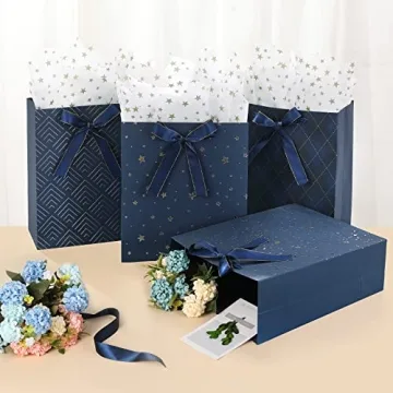 KomoLeay Premium Gift Bags with Tissue Paper - 4 Pack