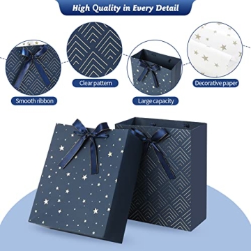 KomoLeay Premium Gift Bags with Tissue Paper - 4 Pack