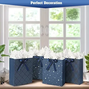 KomoLeay Premium Gift Bags with Tissue Paper - 4 Pack