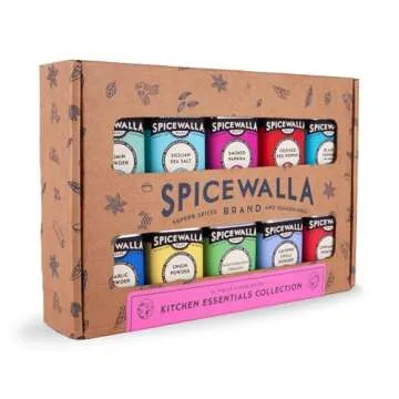 Spicewalla Essential Spices and Seasonings Set 10 Pack Variety | Garlic, Onion, Paprika, Crushed Red Pepper, Oregano, & more| Kitchen Cooking Set for Apartment and Home | House Warming Gift Set
