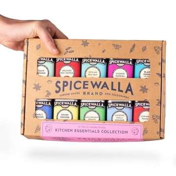 Spicewalla Essential Spices and Seasonings Set 10 Pack Variety | Garlic, Onion, Paprika, Crushed Red Pepper, Oregano, & more| Kitchen Cooking Set for Apartment and Home | House Warming Gift Set