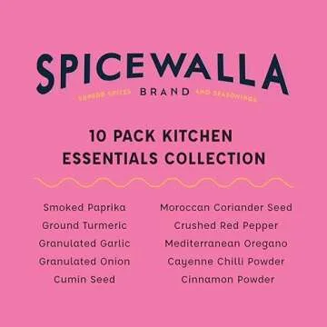 Spicewalla Essential Spices and Seasonings Set 10 Pack Variety | Garlic, Onion, Paprika, Crushed Red Pepper, Oregano, & more| Kitchen Cooking Set for Apartment and Home | House Warming Gift Set