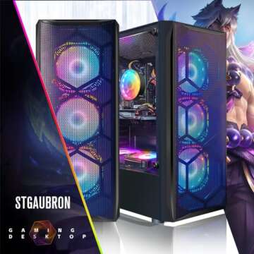STGAubron Gaming Desktop PC, Radeon RX 5700 8G, Intel Core i5 up to 3.6G, 16G RAM, 512G SSD, 600M Wi...