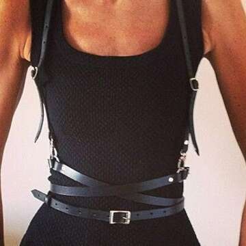 Yovic Punk Leather Body Chain Sexy Waist Chain Belt Harness Belly Chains Rave Nightclub Party Body A...