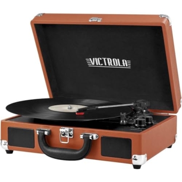 Victrola Vintage 3-Speed Bluetooth Portable Suitcase Record Player | Premium Sound Quality | Cognac,...