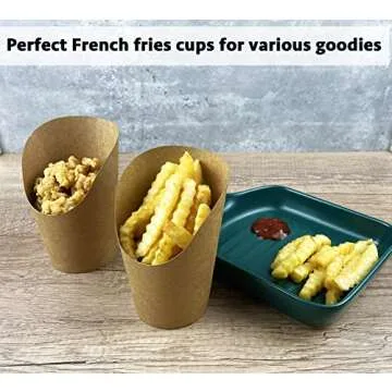 CAMKYDE 50 Pcs French Fries Holder, 14oz Disposable Paper French Fry Cups Charcuterie Cups for all Occasions (14oz)